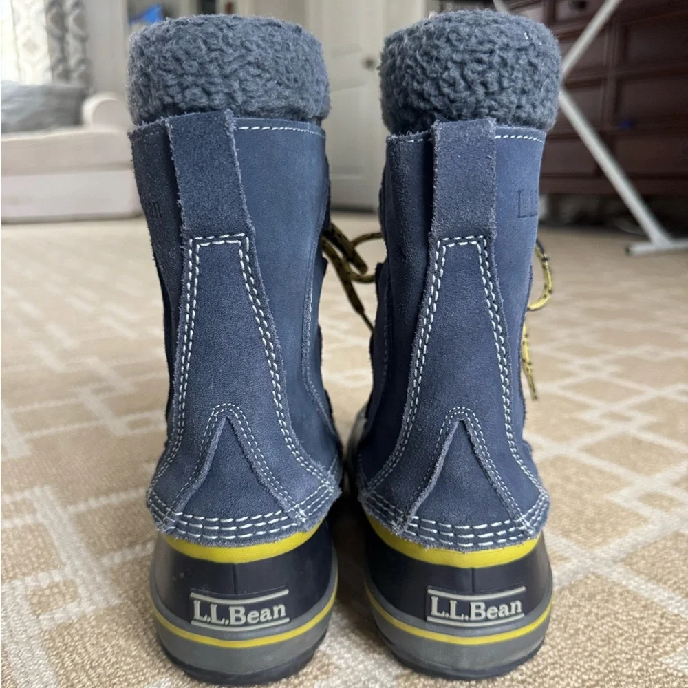 L.L. Bean Kids Sherpa Lined Waterproof Duck Boots Outdoor Shoes Navy Size 3